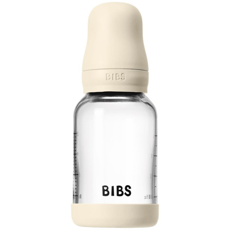 BIBS Baby Glass Bottle Round Latex antikoliková lahev Ivory 120 ml