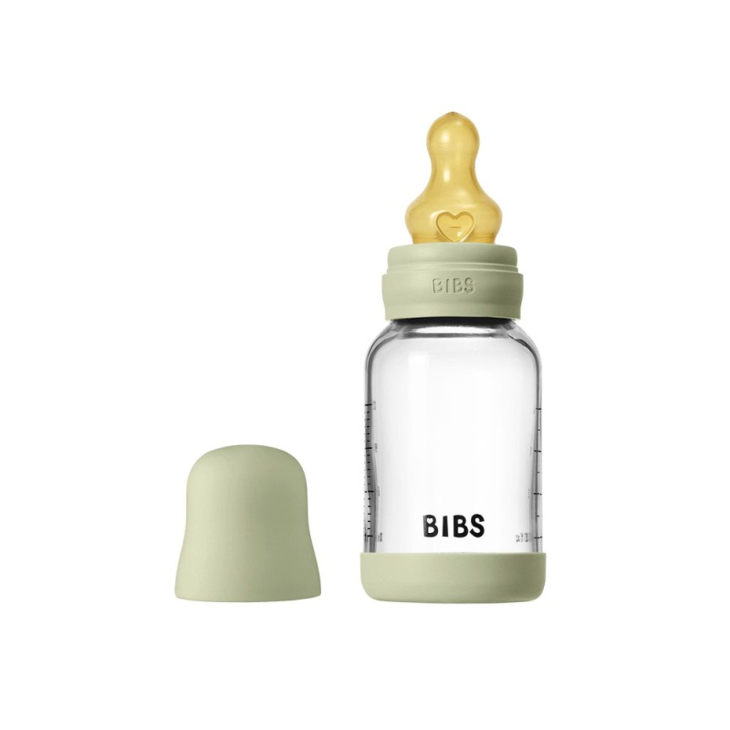 BIBS Baby Glass Bottle Round Latex antikoliková lahev Sage 120 ml