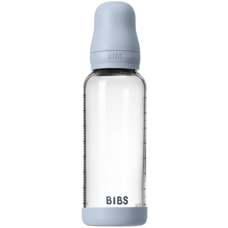 BIBS Baby Glass Bottle Round Latex antikoliková lahev Baby Blue 240 ml