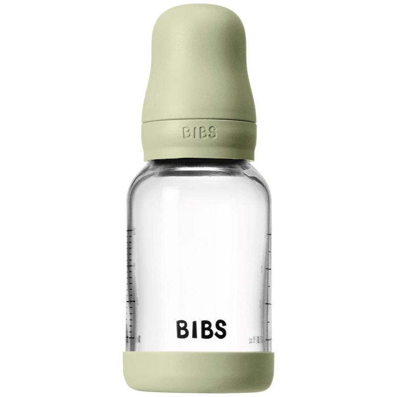 BIBS Baby Glass Bottle Silicone antikoliková lahev se silikonovým pítkem Sage 120 ml