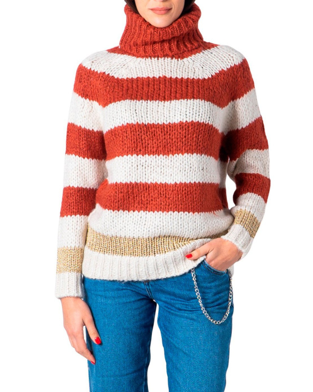 Pruhovaný rolákový svetr Only