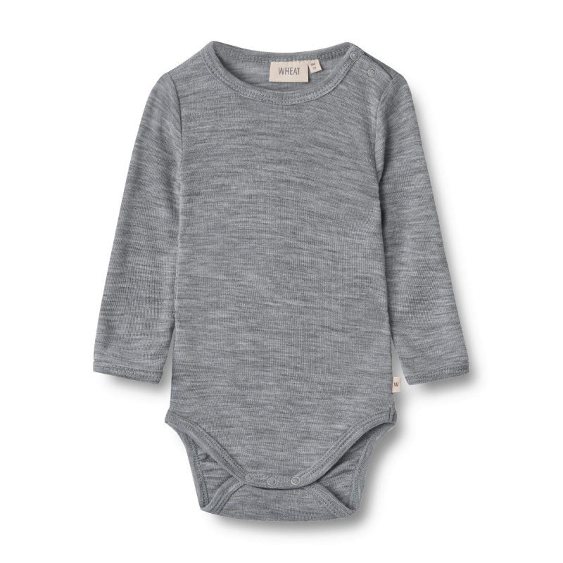 Merino body dětské dlouhý rukáv šedé melange grey Lucca Wheat Velikost: 92