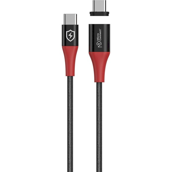 MicroConnect Safe Charge Magnetic USB-C/USB-C napájecí kabel 240W 1,5m černý