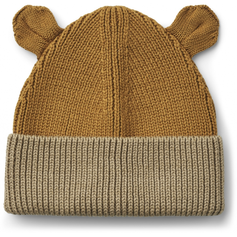 LIEWOOD Čepice s oušky Gina - Golden caramel/oat mix Velikost: 6-9m