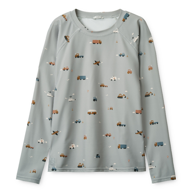 LIEWOOD Plavecké triko Noah - Vehicles/Dove blue Velikost: 5y