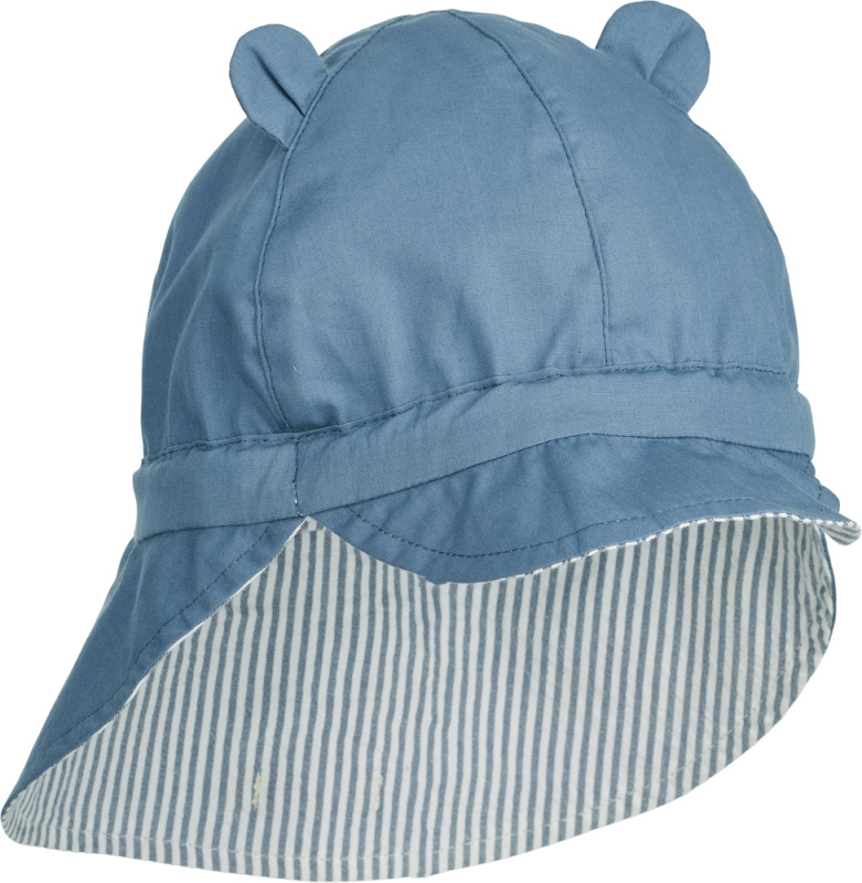 LIEWOOD Oboustranný klobouček Gorm - stripe: Blue wave/creme de la creme Velikost: 0-3m
