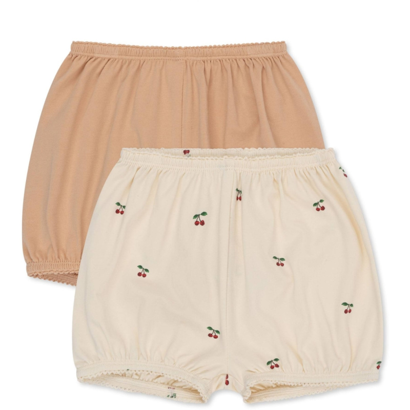KONGES SLOJD Sada Bloomers kalhotek - CHERRY/ TOASTED ALMOND Velikost: 3m