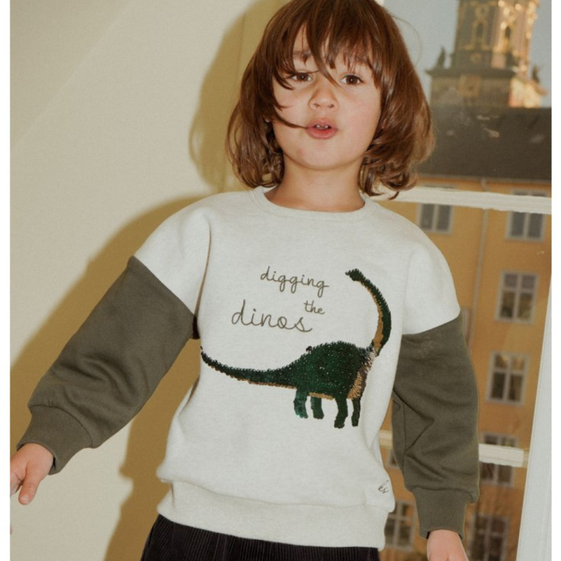 KONGES SLOJD Mikina LOU SEQUIN - OFF WHITE MELANGE Velikost: 18m