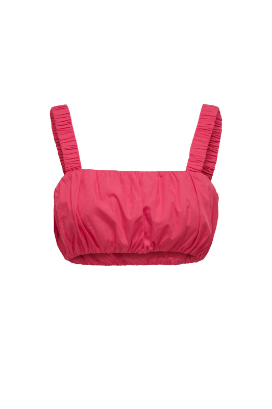 Růžový crop top s ramínky