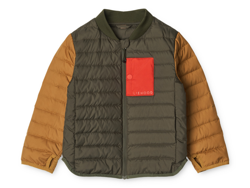 LIEWOOD Péřová bunda Lauge - Army brown mix Velikost: 5y