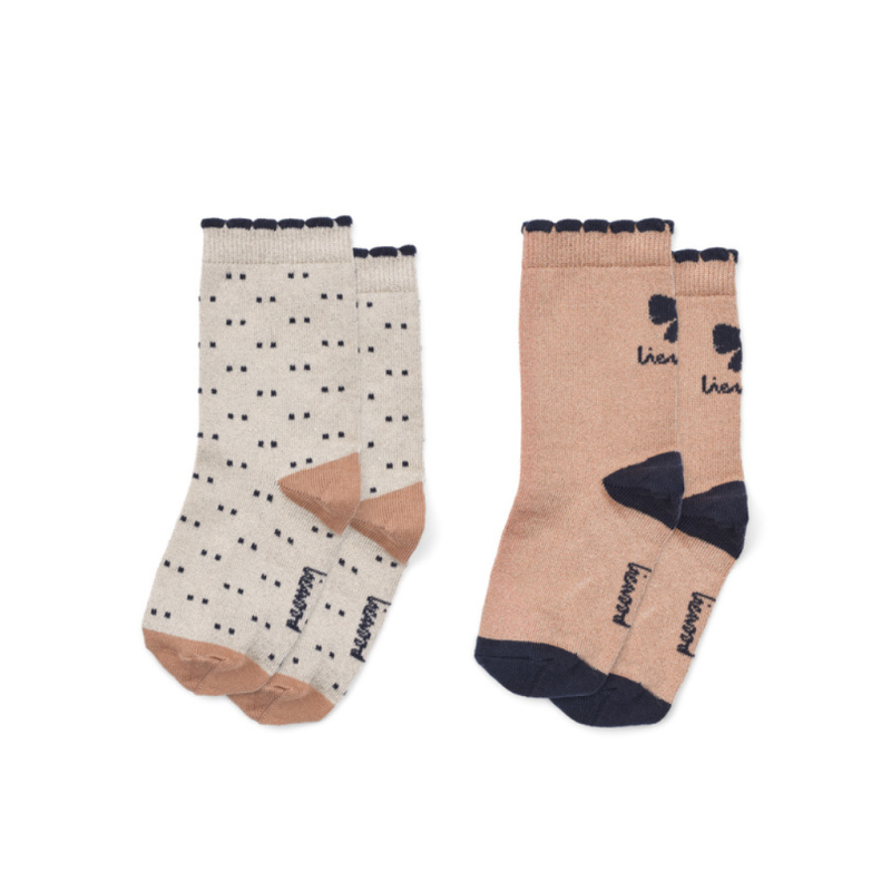 LIEWOOD Set bavlněných ponožek Azenore - Bow Tuscany rose / Double dots mix Velikost: 29-32