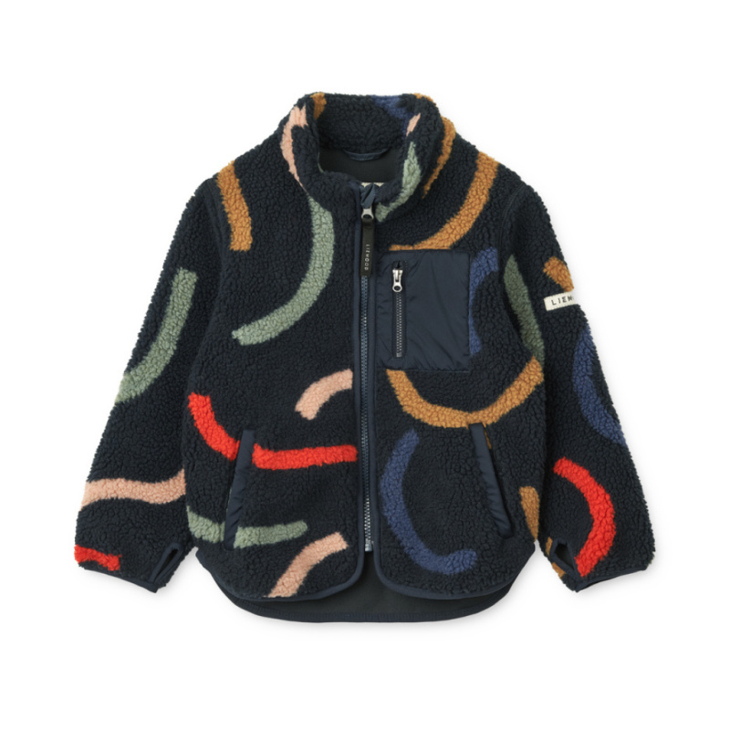 LIEWOOD Bundička Nolan - Graphic swirls / Classic navy Velikost: 128