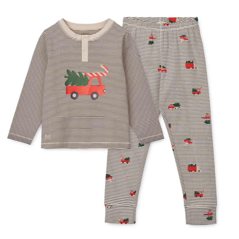 LIEWOOD Pyžamo Wilhelm - Holiday vehicle  / Stripe navy Velikost: 104