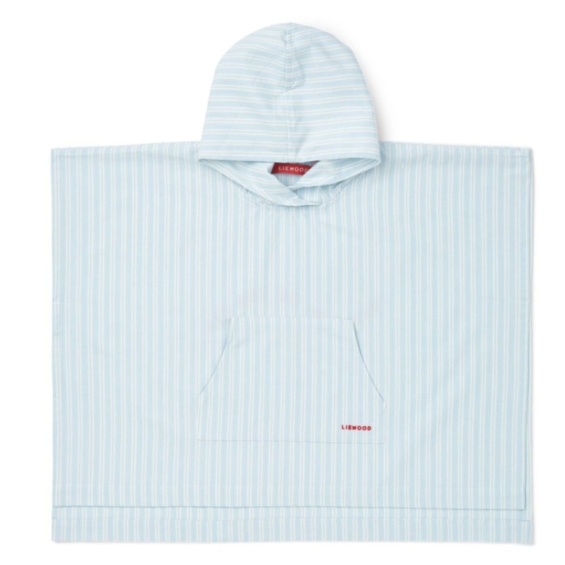 LIEWOOD Pončo Kaiden - stripe Pure sky / Creme de la creme Velikost: 2y
