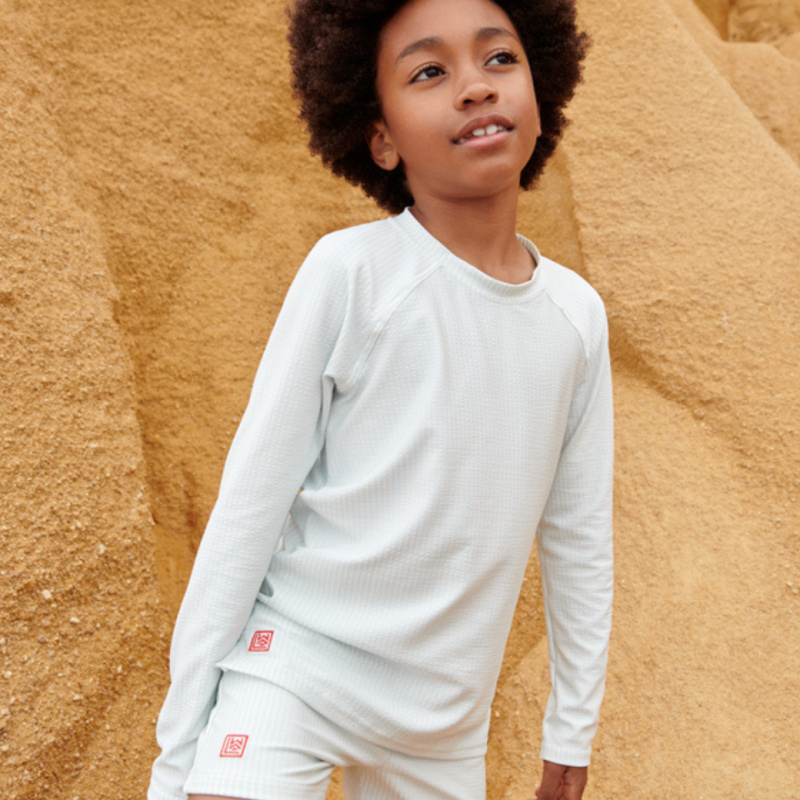 LIEWOOD Plavecké triko Noah - stripe Pure sky / Creme de la creme Velikost: 104
