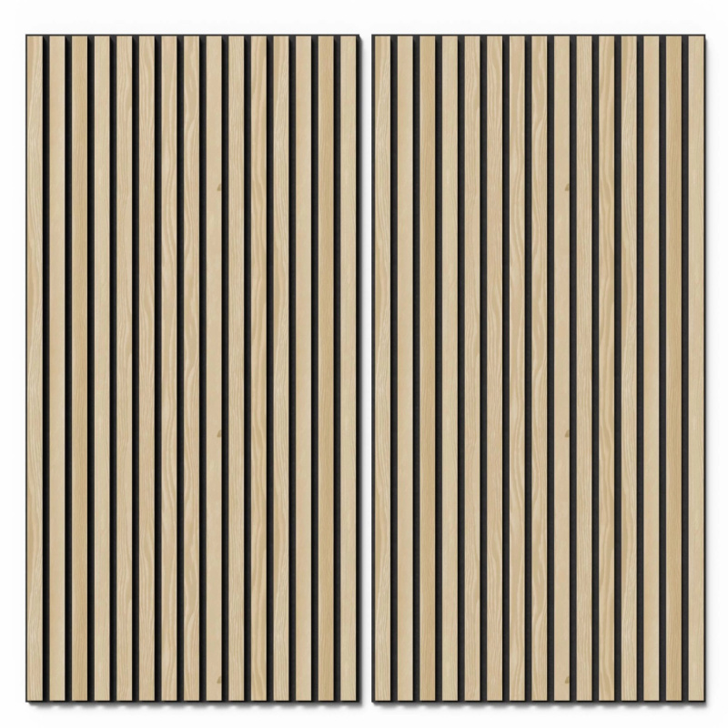 Denpanels Akustický panel WOOD Jasan černá MDF černá plsť 119,8 x 60 x 2 cm