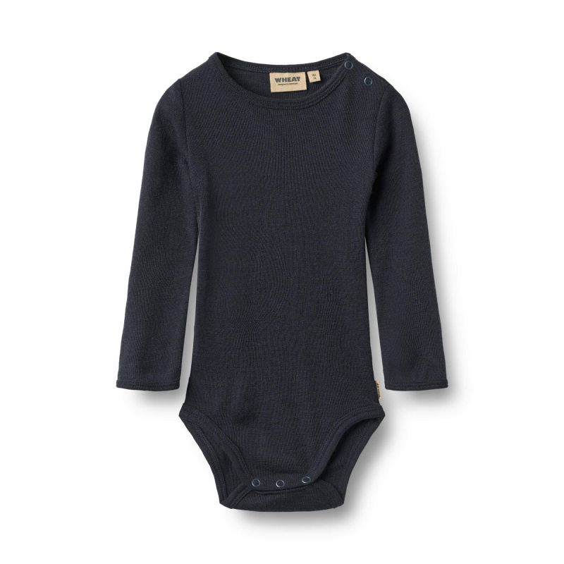 Merino body dětské dlouhý rukáv modré navy Lucca 26 Wheat Velikost: 56