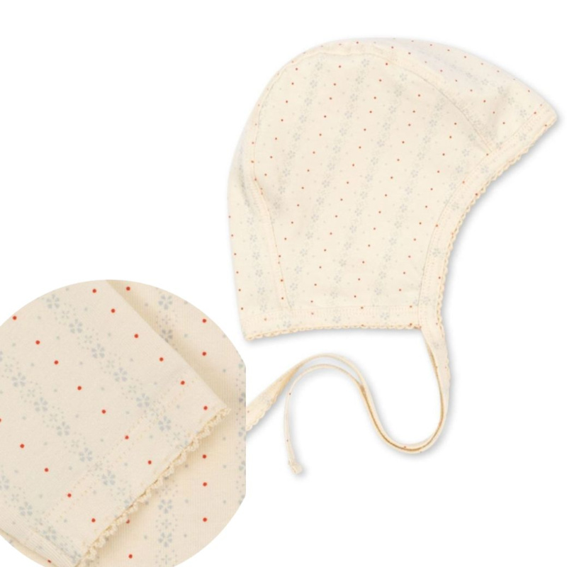 KONGES SLOJD Čepička Helmet GOTS - FETE DE FLEUR Velikost: 0-3m