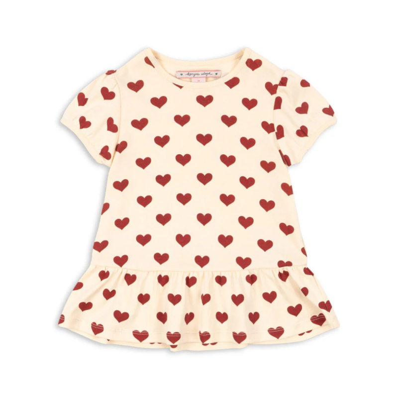 KONGES SLOJD Triko se srdíčky CLASSIC - AMOUR ROUGE Velikost: 5-6y