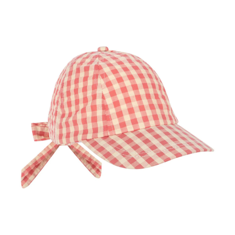 KONGES SLOJD Kšiltovka KIM BOW - FLAMINGO PLUME CHECK Velikost: 2-4y