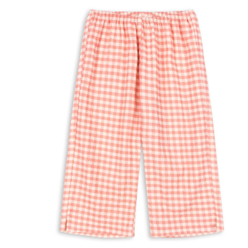 KONGES SLOJD x RHW Kalhoty BELLA - PEACH BLOSSOM CHECK Velikost: 5-6y