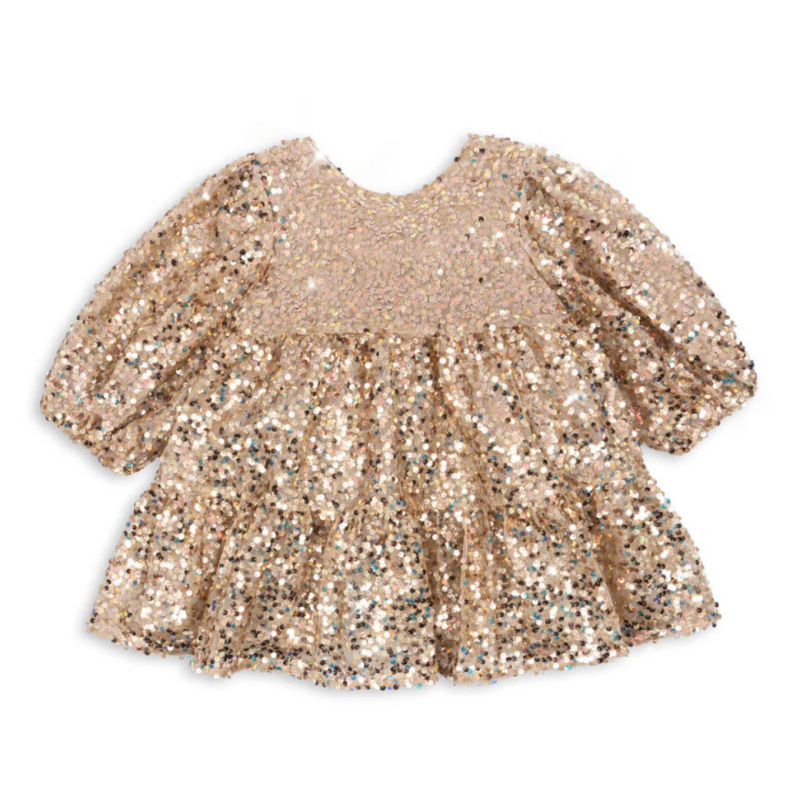 KONGES SLOJD Šaty  LILA -  GOLD GLITTER Velikost: 3y