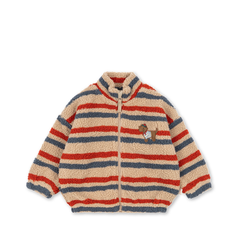KONGES SLOJD Bunda JODY TEDDY - TANGERINE STRIPE Velikost: 3y