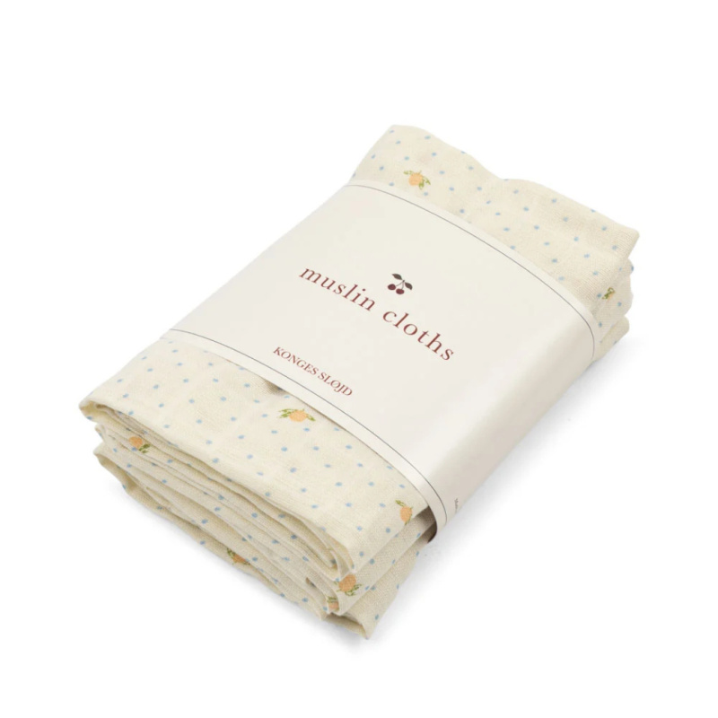 KONGES SLOJD Mušelínová plena MUSLIN  3ks - LEMON DOT