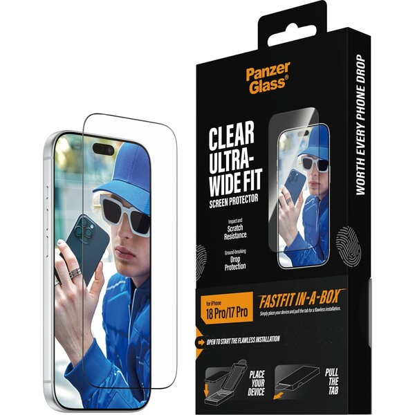 PanzerGlass Ultra-Wide Fit sklo Apple iPhone 18 Pro/17 Pro s bezprašným instalačním boxem