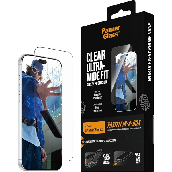 PanzerGlass Ultra-Wide Fit sklo Apple iPhone 18 Pro Max/17 Pro Max s bezprašným instalačním boxem