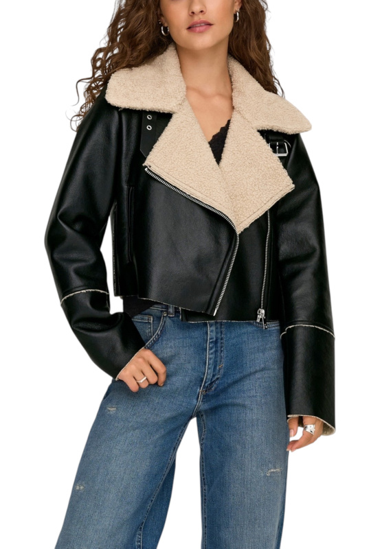 Kožená bunda s umělou kožešinou