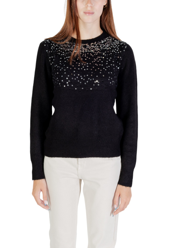 Jacqueline De Yong černý svetr s dlouhými rukávy
