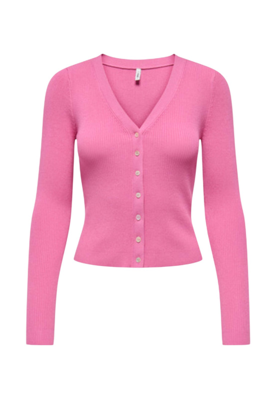 Růžový cardigan s dlouhými rukávy