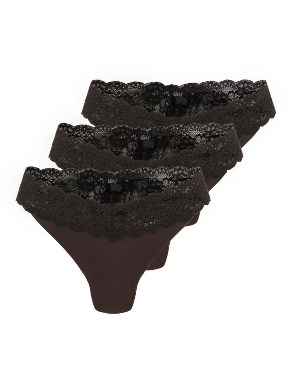 3PACK dámská tanga ONLY vícebarevná (15340169-Black coffe) L