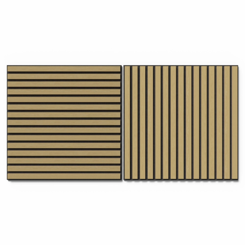 Denpanels Akustický panel WOOD Dub přírodní MDF černá plsť 60 x 60 x 2 cm, 2 ks