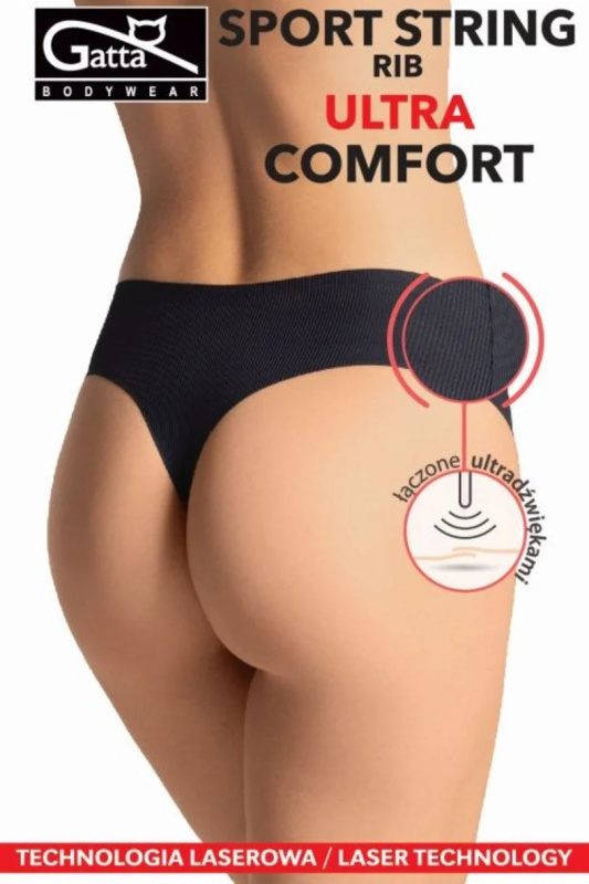 Dámské kalhotky - SPORT STRING RIB ULTRA COMFORT černá S