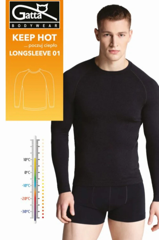 Pánský nátělník LONGSLEEVE MEN 01 KEEP HOT černá XL