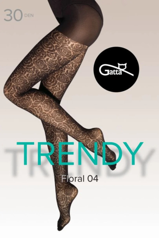 Dámské vzorované punčochové kalhoty FLORAL - 04, 30 DEN NERO 2-S