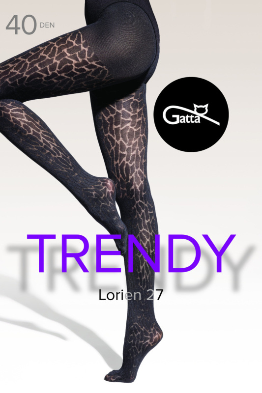 LORIEN - 27 Vzorované punčocháče-5 NERO 5-XL