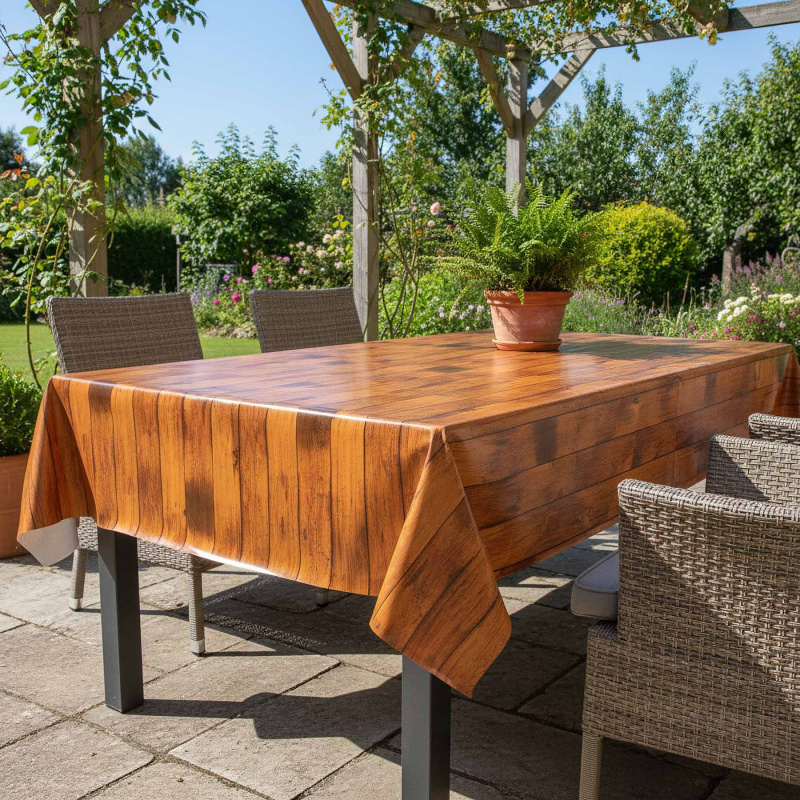 Ubrus PVC s textilním podkladem 1000-3, dřevěná prkna  hnědá, š.140cm (metráž)