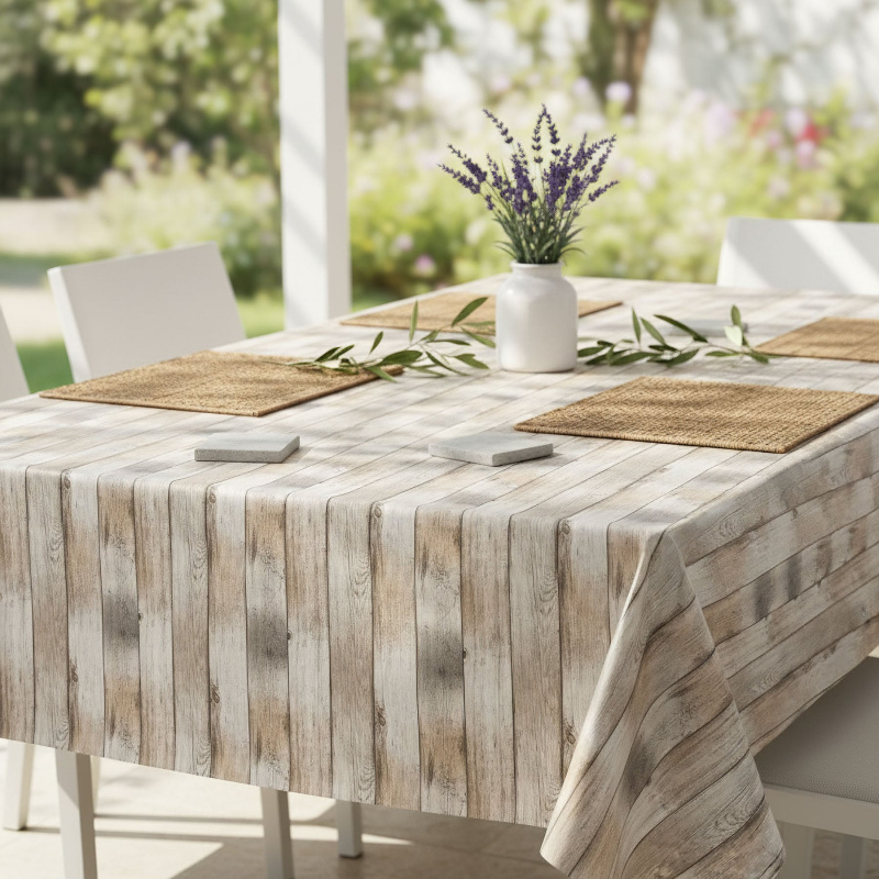 Ubrus PVC s textilním podkladem 1000-1, dřevěná prkna béžová, š.140cm (metráž)