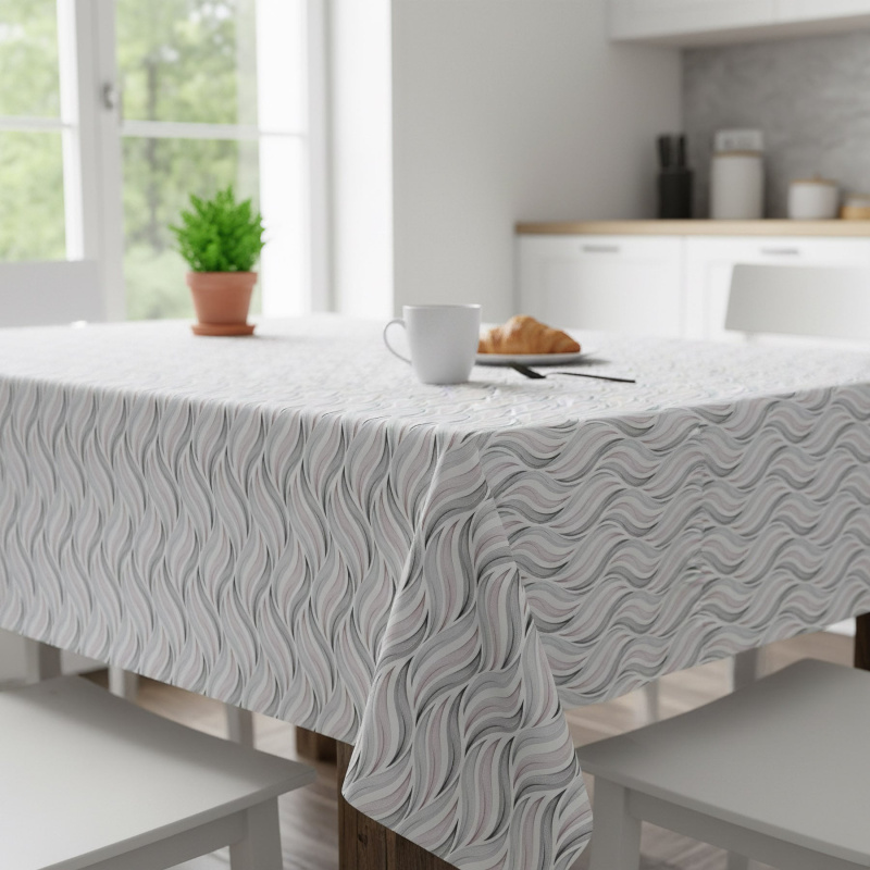 Ubrus PVC s textilním podkladem 1148-3, vlnky růžové a šedé, š.140cm (metráž)