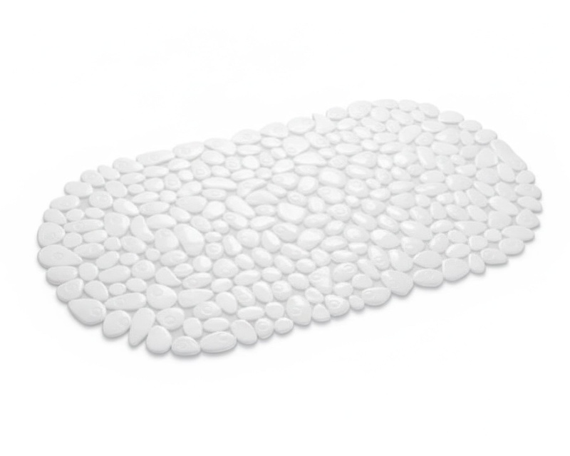 Bezpečnostní protiskluzová koupelnová podložka STONE II PVC, bílá, 35x68cm