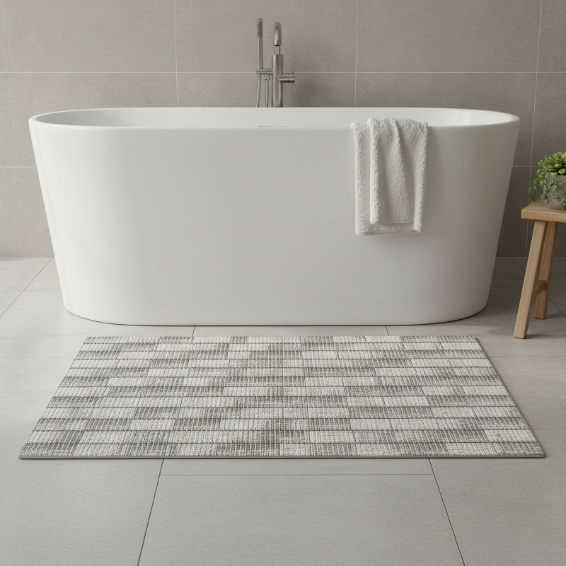 Pěnová předložka PVC AQUAMAT 443-3, dřevěná podlaha šedá, šíře 65cm (metráž)