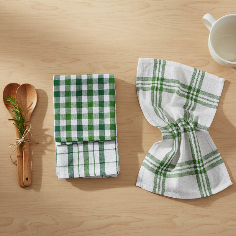 Euromat kuchyňské utěrky ARA zelená kostka / káro, 3 kusy, 45x65cm