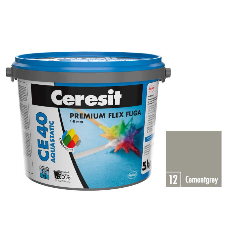 Hmota spárovací Ceresit CE 40 Aquastatic cementově šedá 5 kg