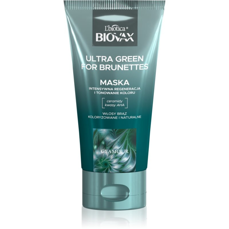 Biovax Glamour Ultra Green For Brunettes vyživující tónovací maska pro hnědé odstíny vlasů 150 ml