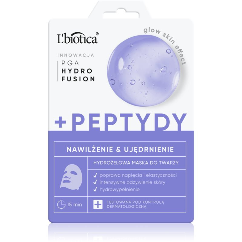 L’biotica PGA Hydro Fusion + Peptides intenzivní hydrogelová maska pro sjednocení barevného tónu pleti 1 ks
