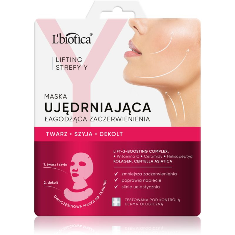 L’biotica Lifting Y Zone liftingová a zpevňující maska na obličej a dekolt 1 ks