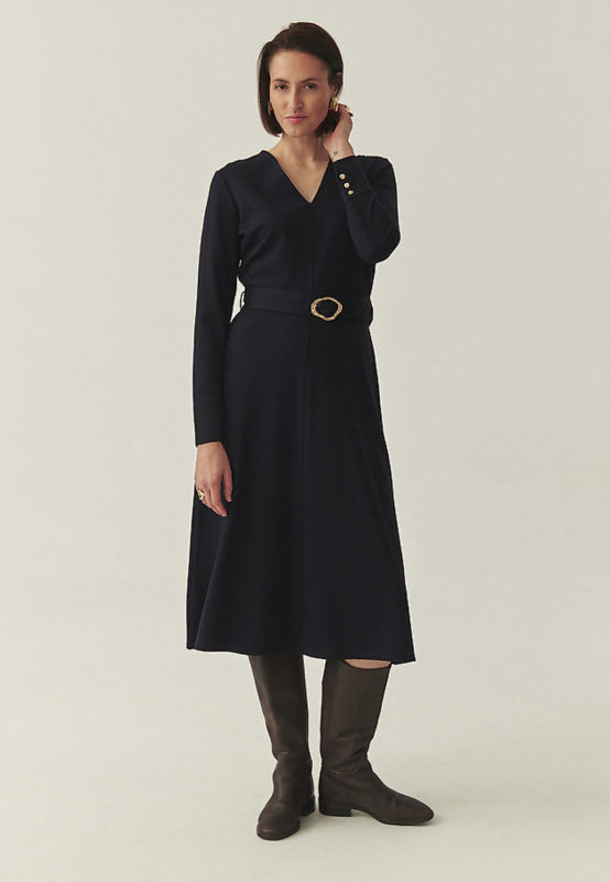 Námořické midi šaty s páskem Bomi Tatuum